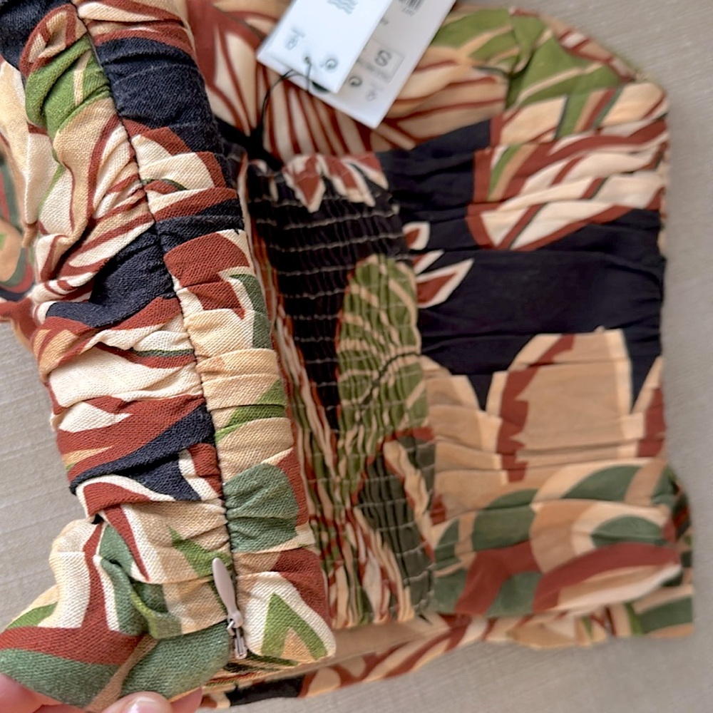 Zara Linen Blend Ruffled Strapless Top - Picture 4 of 6